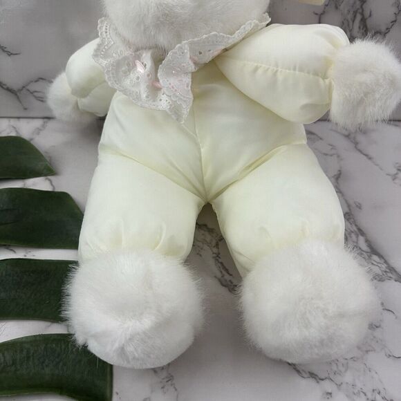 Dakin Baby Things Chime Vintage 1991 White Rabbit Bunny Plush Toy Ruffle Collar - Picture 3 of 8